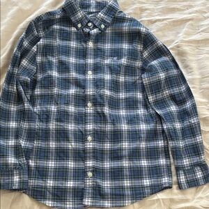 Vineyard Vines Navy and Green Plaid Shirt